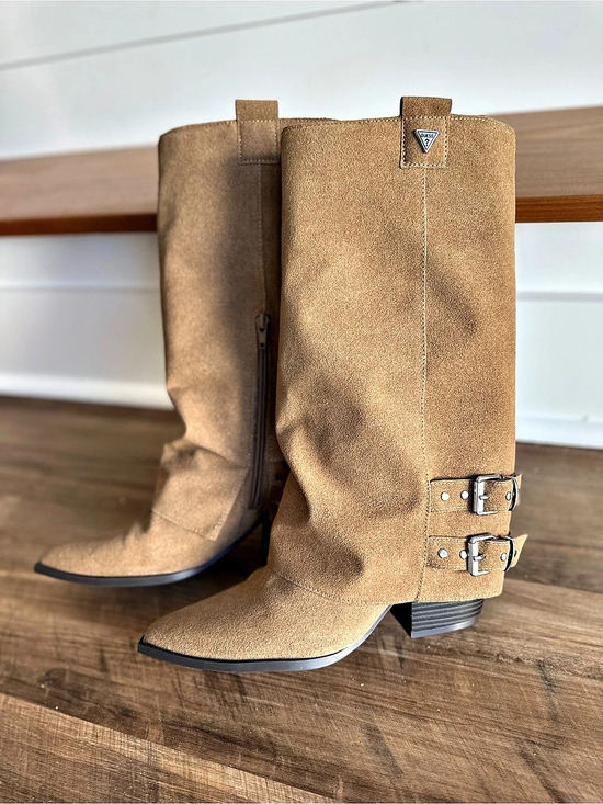 Guess Shoes - GUESS Guinna Fold Over Slouchy Suede Wedge
Boots Brown Size 8M